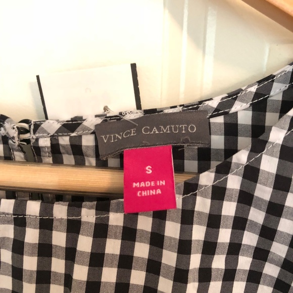Vince Camuto Gingham Tie Sleeve Blouse - Picture 5 of 7